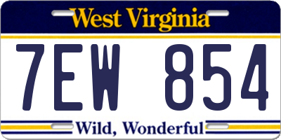 WV license plate 7EW854
