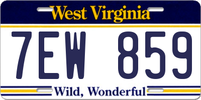 WV license plate 7EW859