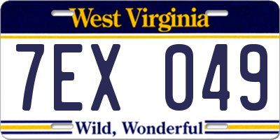 WV license plate 7EX049