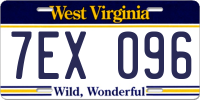 WV license plate 7EX096