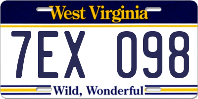 WV license plate 7EX098