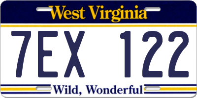 WV license plate 7EX122