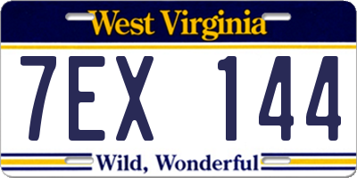 WV license plate 7EX144