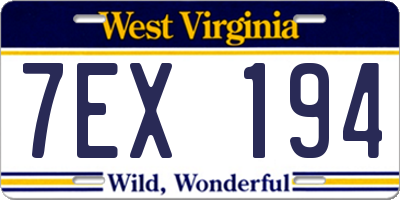 WV license plate 7EX194