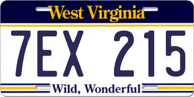 WV license plate 7EX215