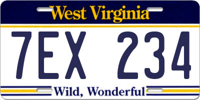 WV license plate 7EX234