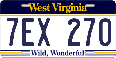 WV license plate 7EX270
