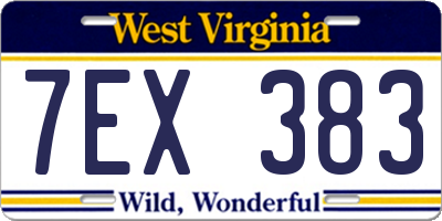 WV license plate 7EX383