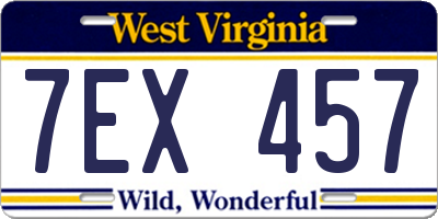 WV license plate 7EX457