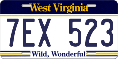 WV license plate 7EX523