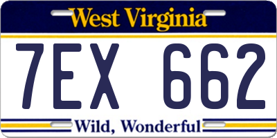 WV license plate 7EX662