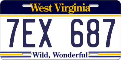 WV license plate 7EX687