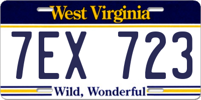 WV license plate 7EX723