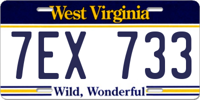 WV license plate 7EX733