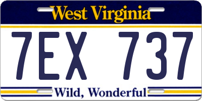 WV license plate 7EX737