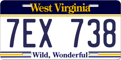 WV license plate 7EX738