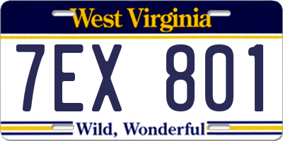 WV license plate 7EX801