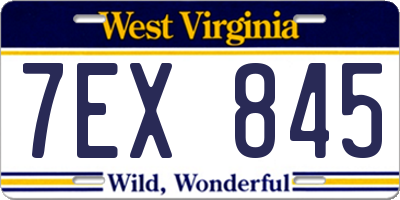 WV license plate 7EX845