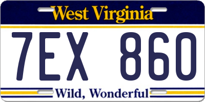 WV license plate 7EX860