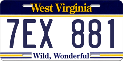 WV license plate 7EX881