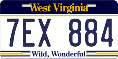 WV license plate 7EX884