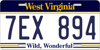 WV license plate 7EX894