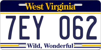 WV license plate 7EY062
