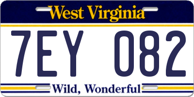 WV license plate 7EY082