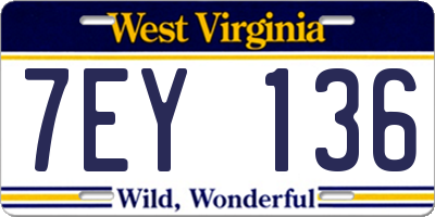 WV license plate 7EY136