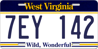WV license plate 7EY142
