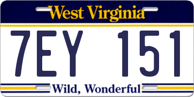 WV license plate 7EY151