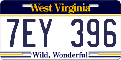 WV license plate 7EY396