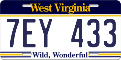 WV license plate 7EY433
