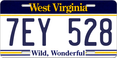 WV license plate 7EY528