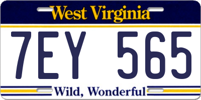 WV license plate 7EY565
