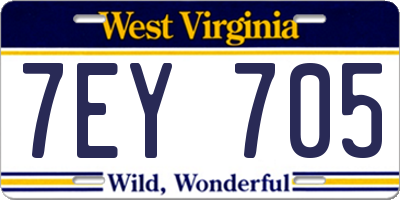 WV license plate 7EY705