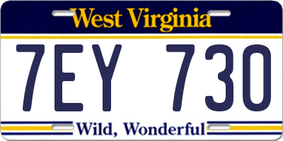 WV license plate 7EY730