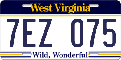 WV license plate 7EZ075