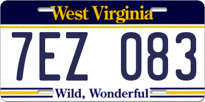 WV license plate 7EZ083