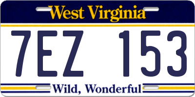 WV license plate 7EZ153