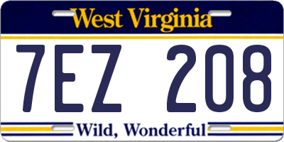 WV license plate 7EZ208