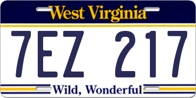 WV license plate 7EZ217