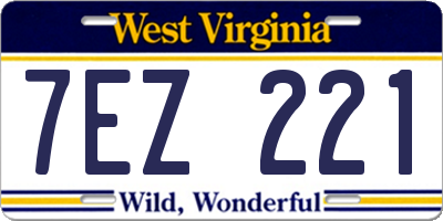 WV license plate 7EZ221