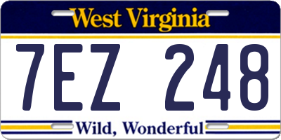WV license plate 7EZ248