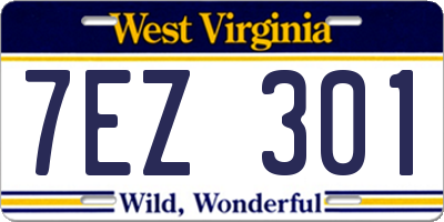 WV license plate 7EZ301