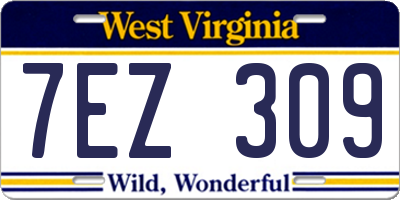 WV license plate 7EZ309