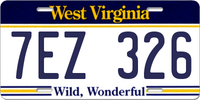 WV license plate 7EZ326