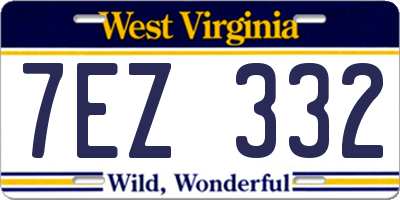 WV license plate 7EZ332