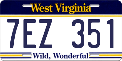 WV license plate 7EZ351