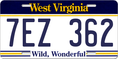 WV license plate 7EZ362
